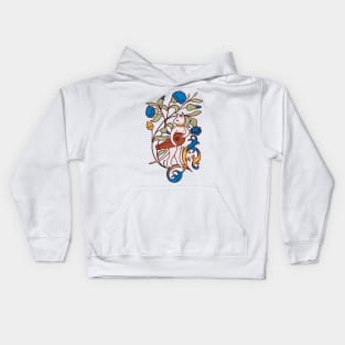 Cute Medieval Cat with Lute Colorful Drawing Kids Hoodie